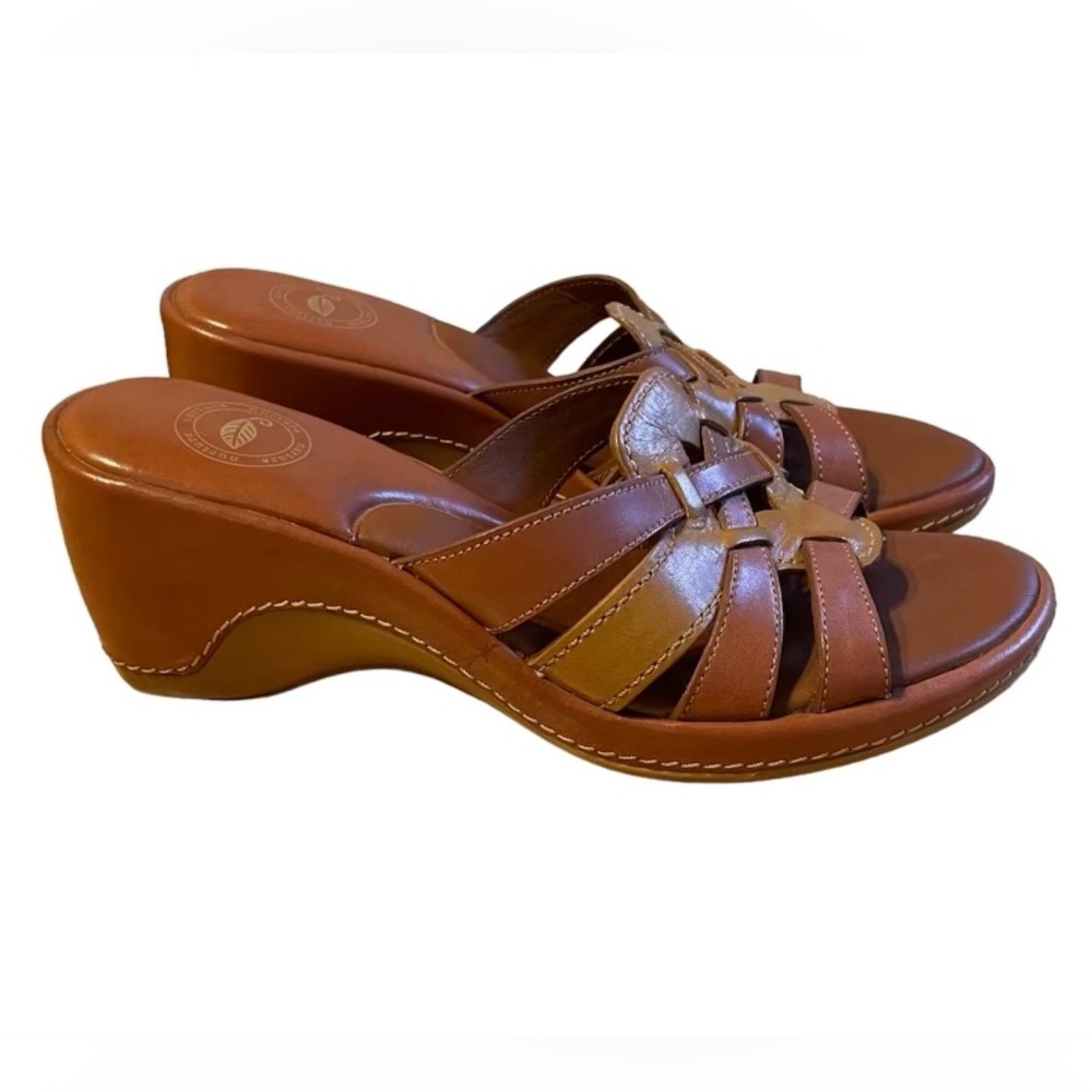 NURTURE BY LAMAZE ‘Jonah’ Brown Leather Slip On Wedge Mule Sandals Women’s 7
